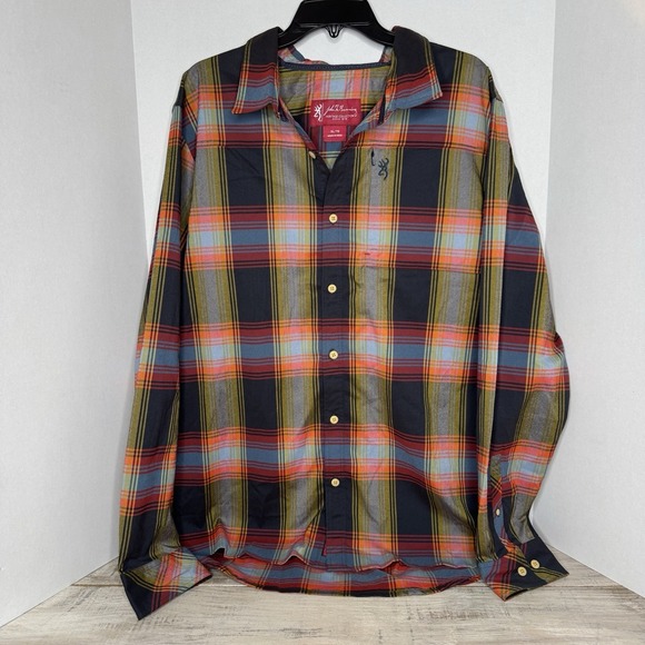 John M Browning Shirt Men Size 2XL‎ Heritage Collection Plaid Flannel Zip Pocket - Picture 1 of 8